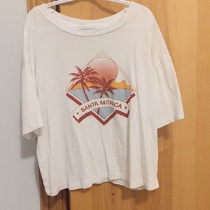 Garage cropped white graphic tee